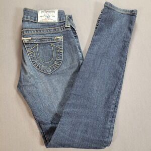 True Religion Women Skinny Womens Size 26 Blue USA Stretch Y2K Denim Jeans
